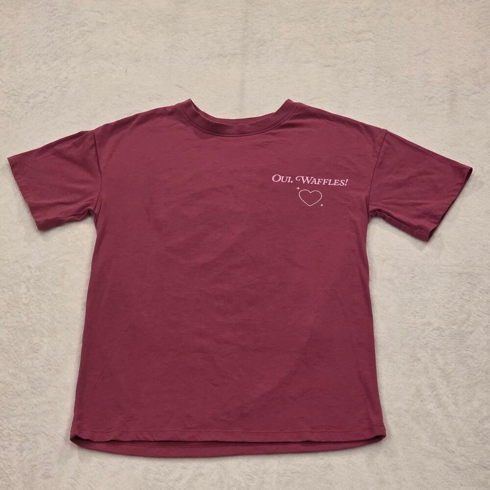 Cat & Jack Girls Size 10/12 Pink T-Shirt Strawberry Waffle